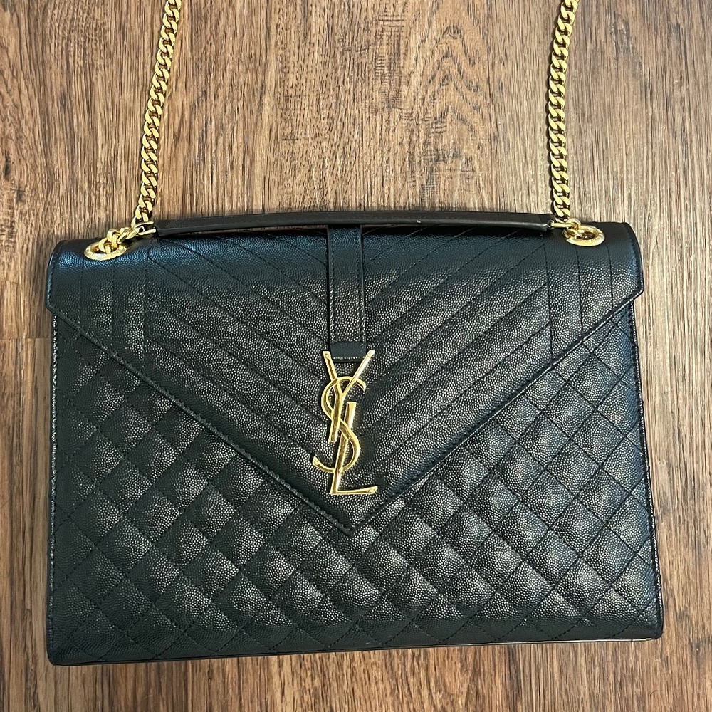 Saint Laurent ENVELOPE MEDIUM BAG IN MIX MATELASSÉ GRAIN DE POUDRE EMBOSSED LEAT